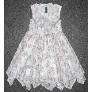 Rachel Ashwell Handkerchief Hem Dress Girls 3–4Y Pink Cream Bow Fairy Cottage